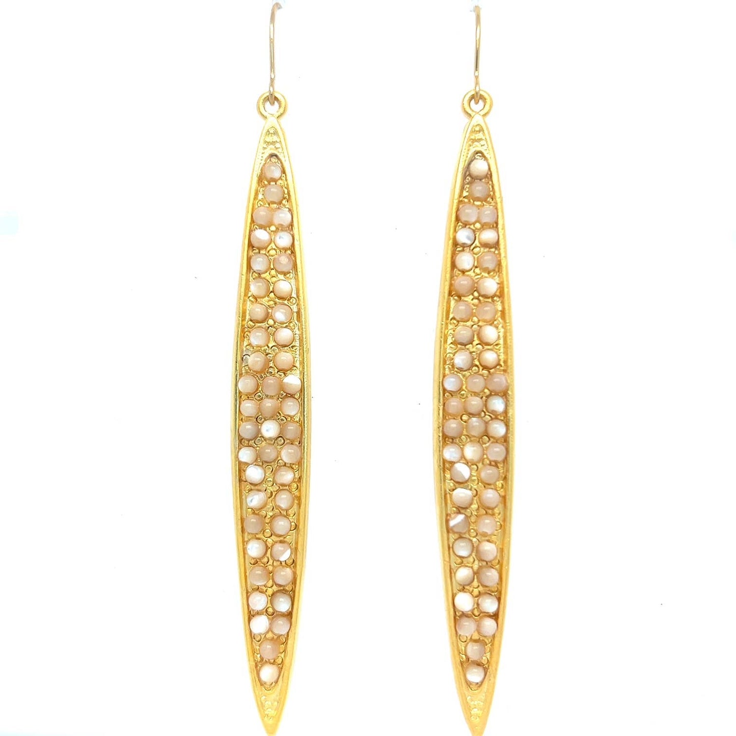 Elongated Leaf Earrings in MOP