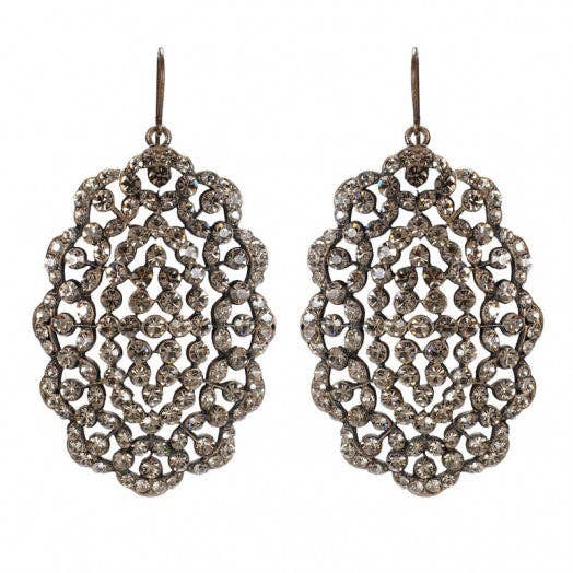 Oval Crystal Filigree Earrings