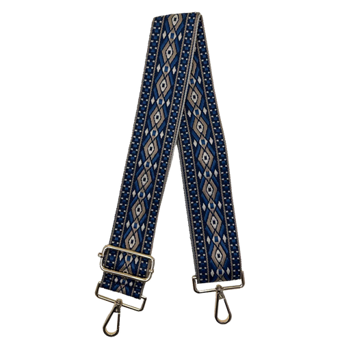 Mix & Match Bag Strap in Blue/Camel Double Diamond