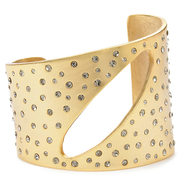 Crystal Studded Metal Cuff in Gold
