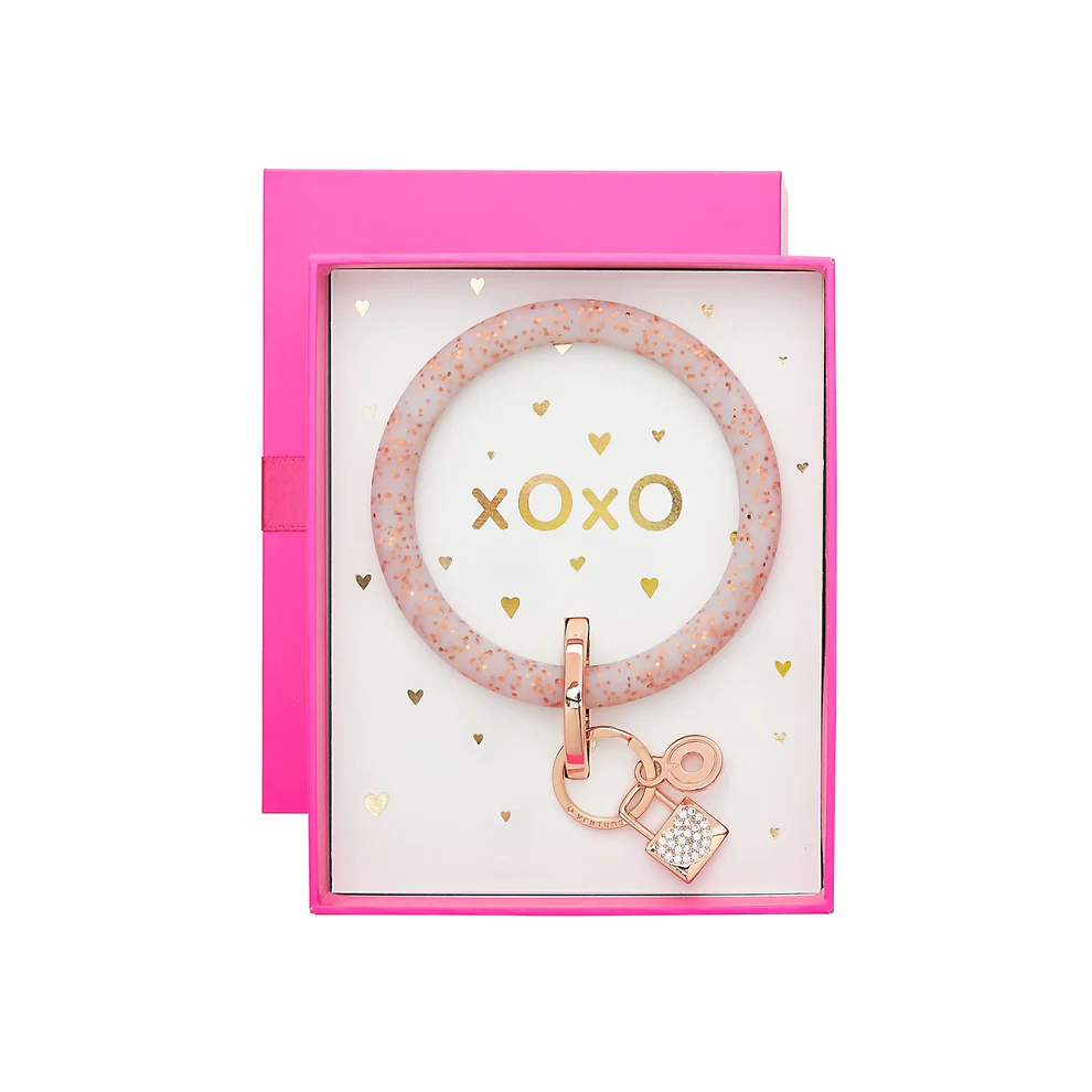 Gift-Ready Silicone Key Ring in Rose Gold Confetti