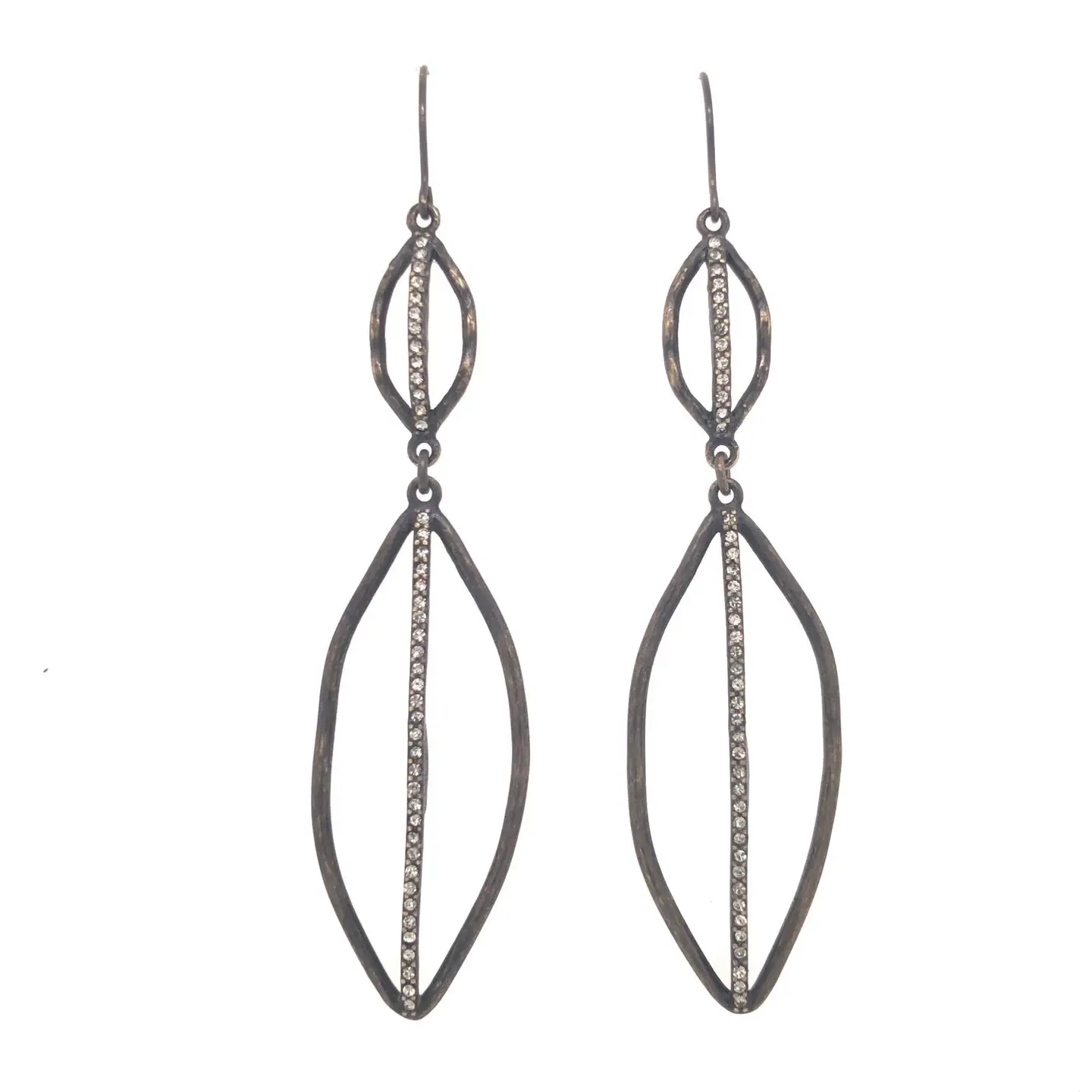 Double Crystal Leaf Earrings