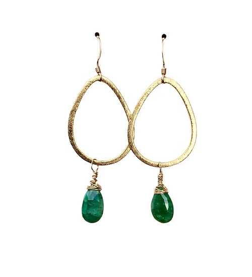 Raw Emerald Drop Earrings