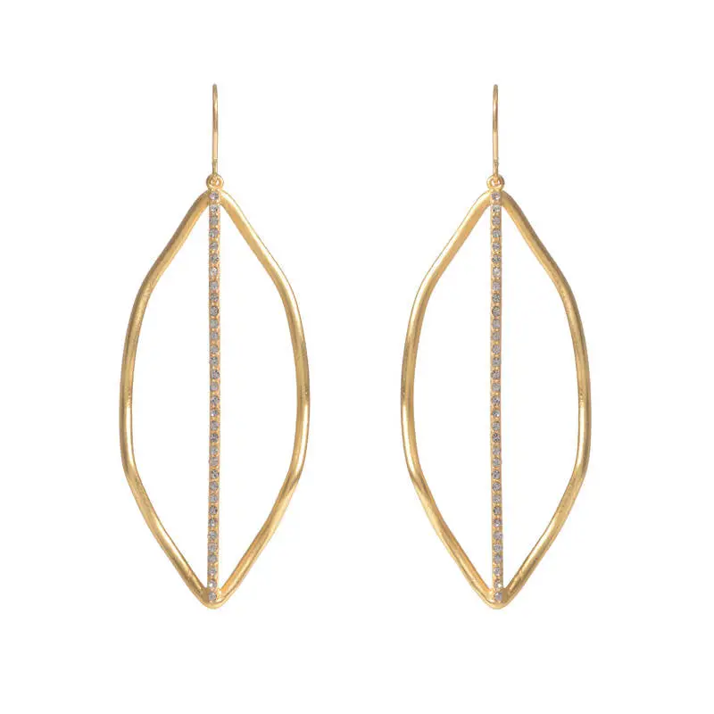 Crystal Line Leaf Earrings