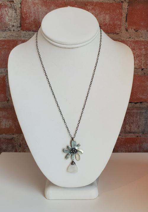 Funky Flower Moonstone Necklace