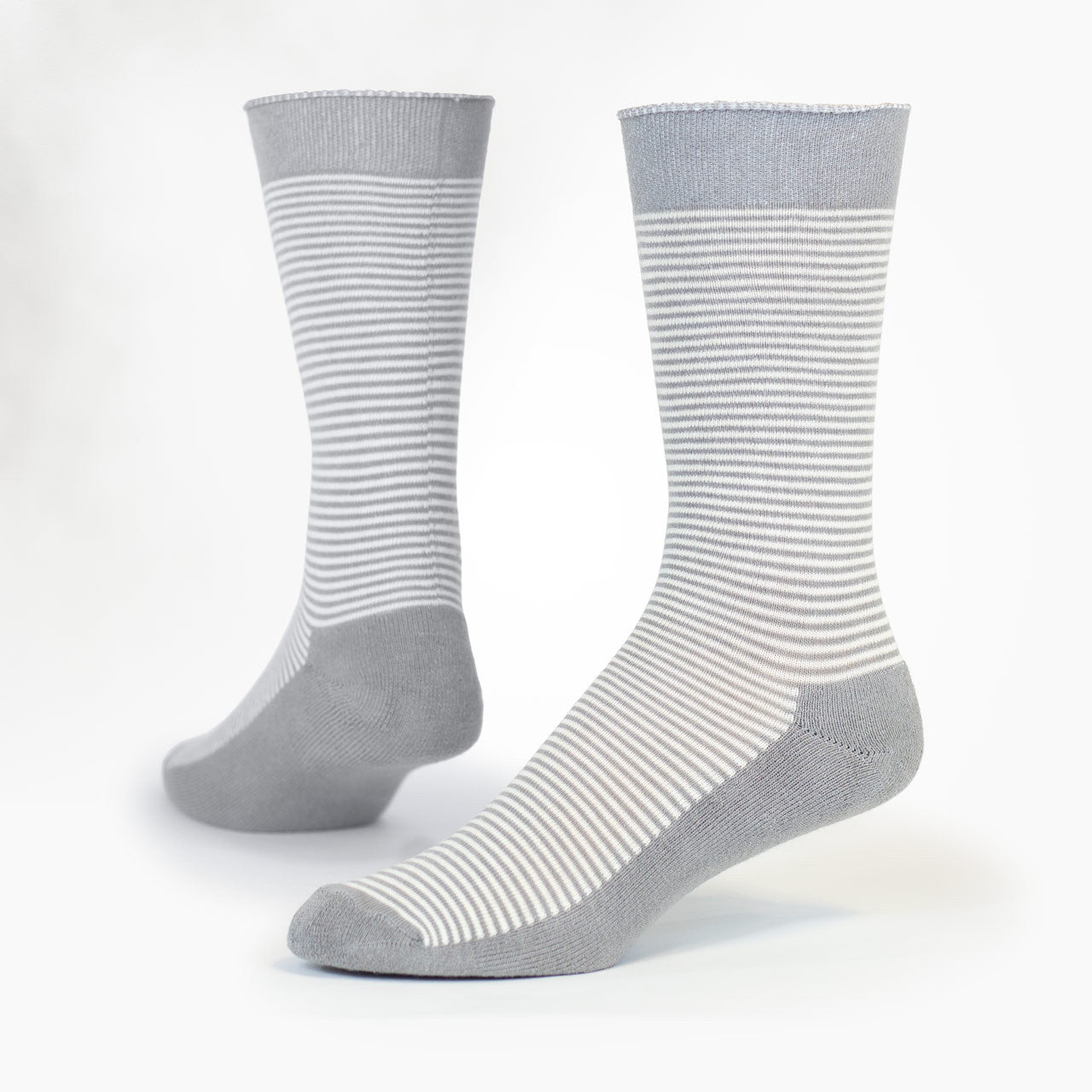 Cushion Crew Socks in Taupe/Natural Stripe
