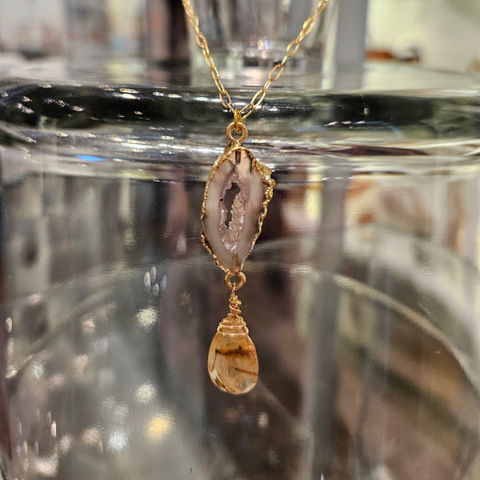 Geode/Rutilated Quartz Necklace