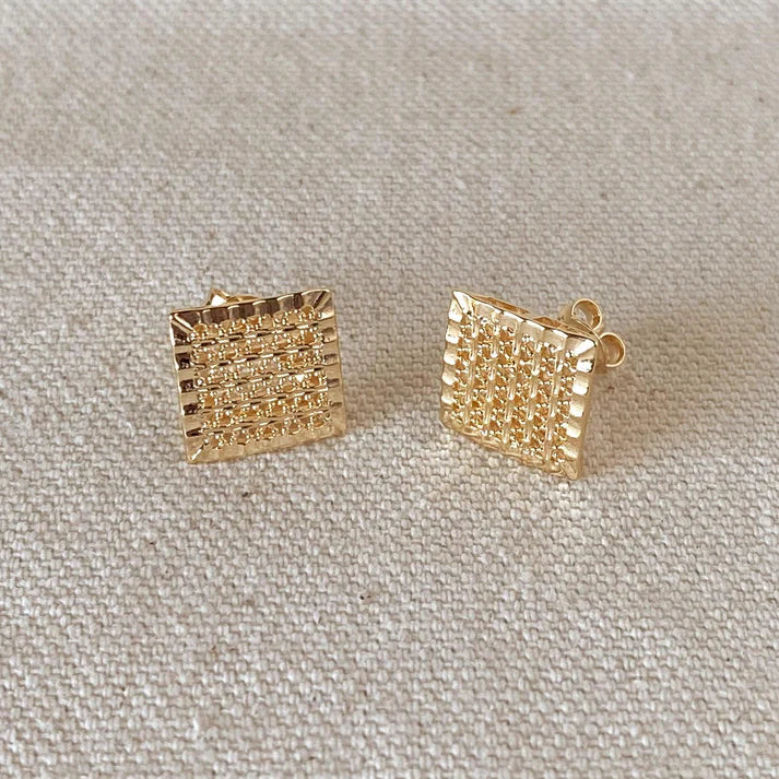 Hollowed Square Stud Earrings