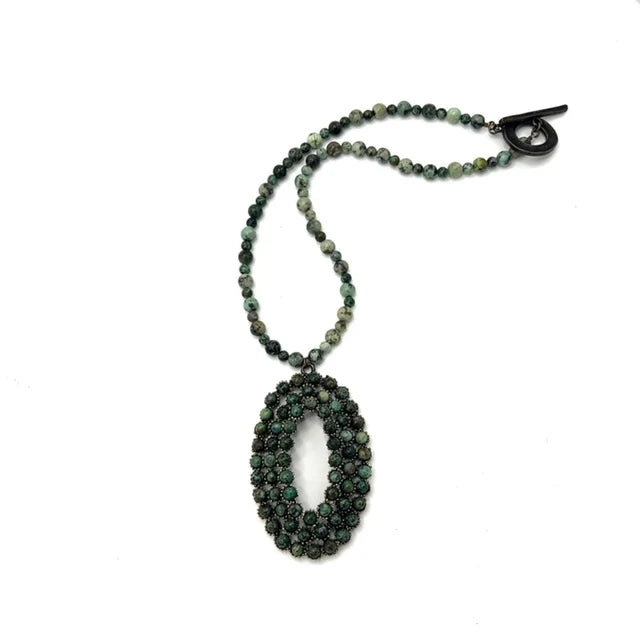 Beaded Open Oval Necklace