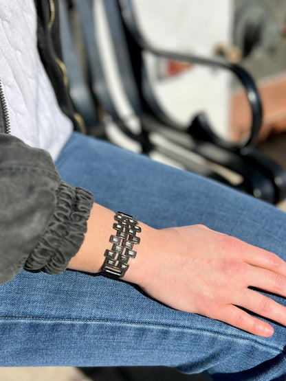 Checkered Baguette Bracelet in Black