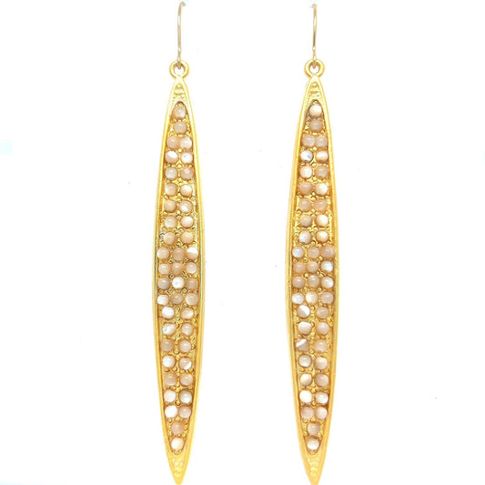 Elongated Leaf Earrings in MOP