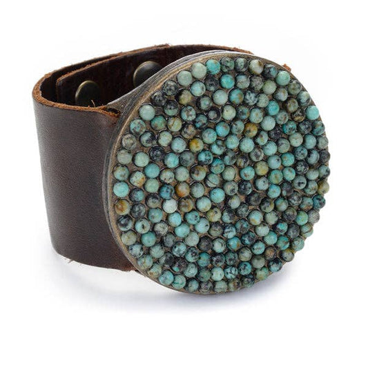 Round Disc Leather Bracelet