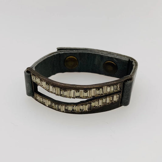Raw Edge Baguette Bracelet in Grey