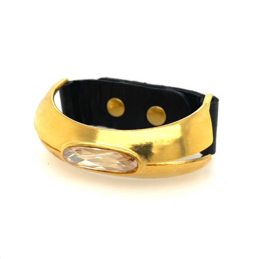 Cutout Curved Bar Leather Bracelet