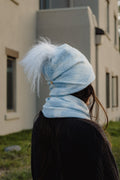 Freya Beanie in Pearl/Sky Shibori