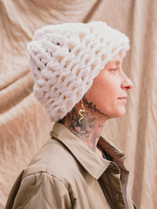 Highland Knit Beanie in Pearl