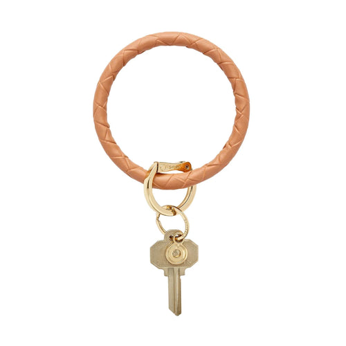 Big O Leather Key Ring in Saddle Basket Weave