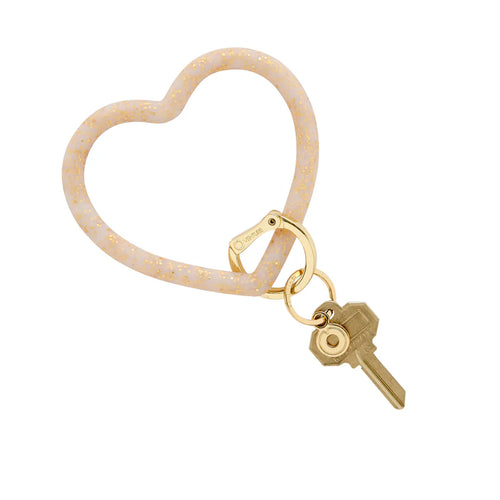 Silicone Heart Key Ring in Gold Rush Confetti