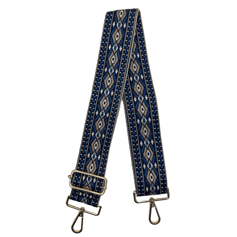 Mix & Match Bag Strap in Blue/Camel Double Diamond