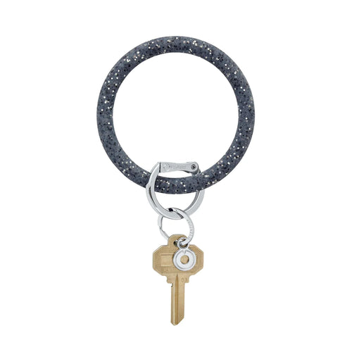 Big O Silicone Key Ring in Black Confetti