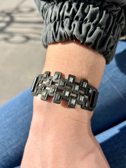 Checkered Baguette Bracelet in Black