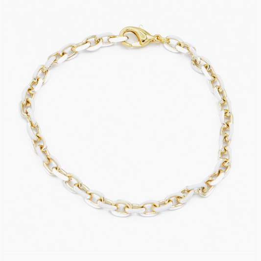 Mini Chain Bracelet in Gold/White