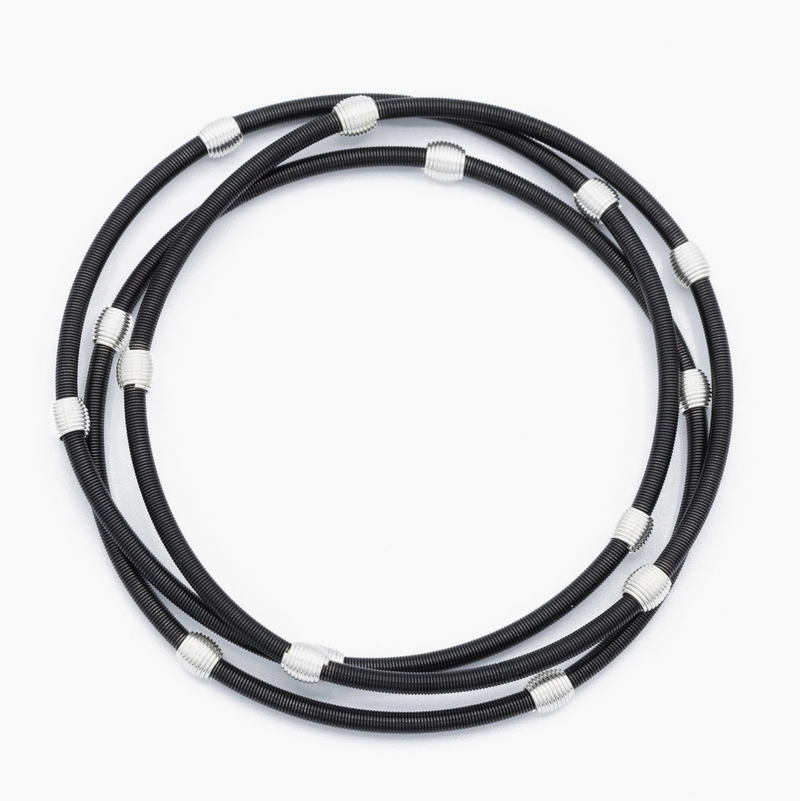 Dia Bracelet Set in Matte Black/Silver