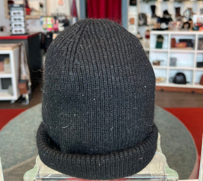 Angora Sequin Beanie in Black