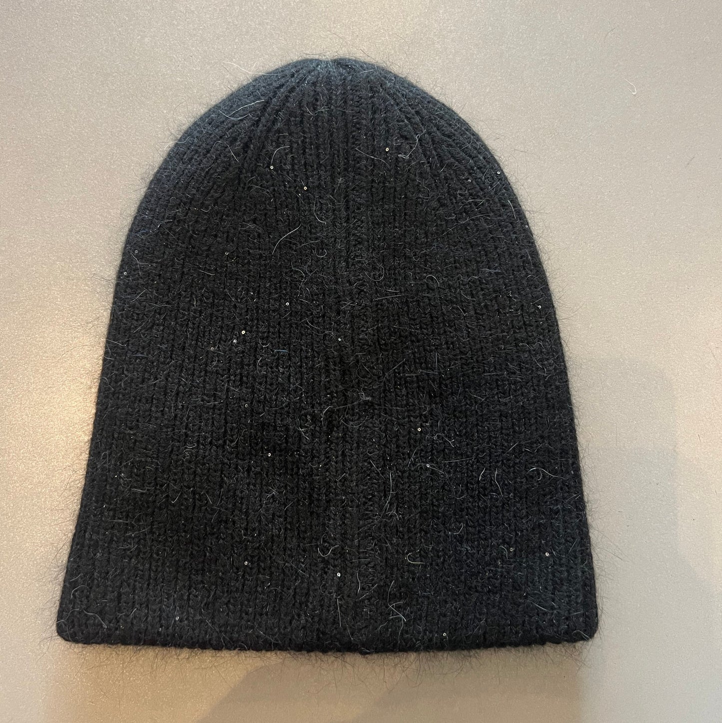 Angora Sequin Beanie in Black