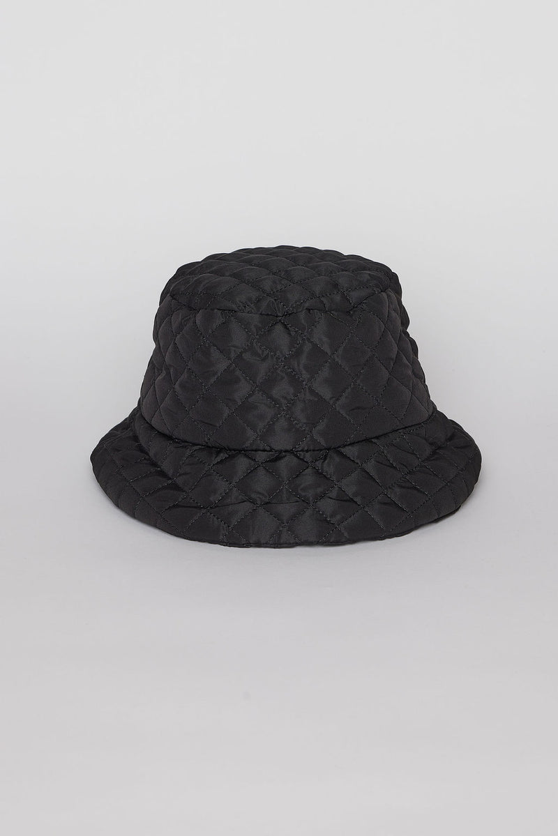 Modern Quilted Bucket Hat in Black