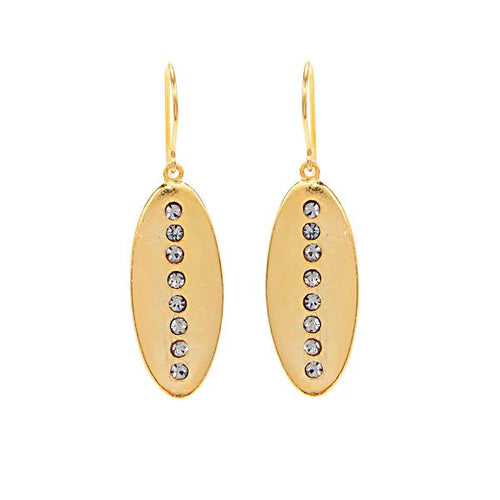 Oval Disc Crystal Line Earrings