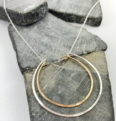 Mixed Metals Crescent Moon Necklace