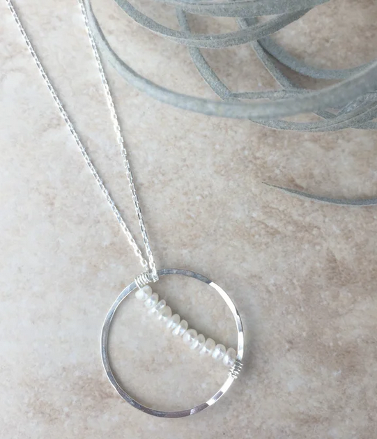 Silver Pearl Circle Necklace