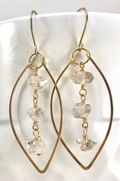 Gold Leaf Earrings with Herkimer Diamonds