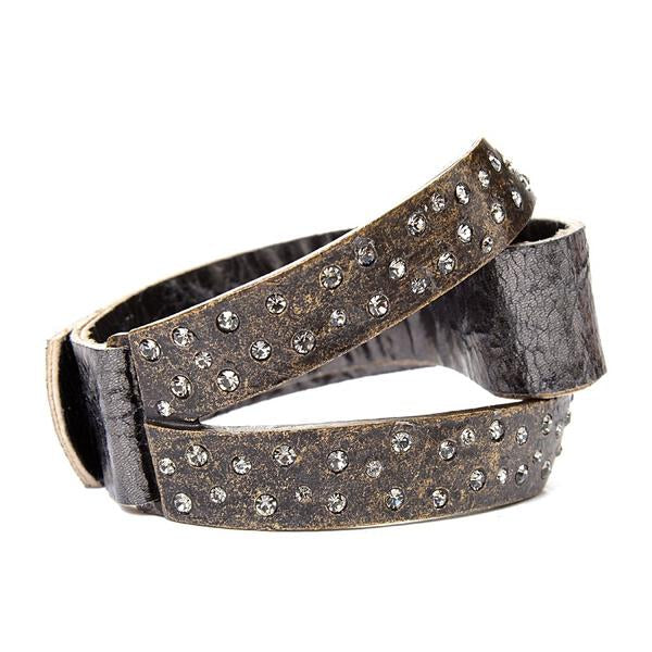 Split Metal Crystal Leather Bracelet