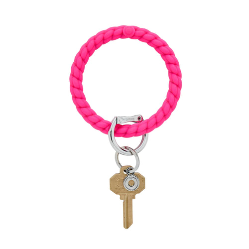 Big O Silicone Key Ring in Pink Braided