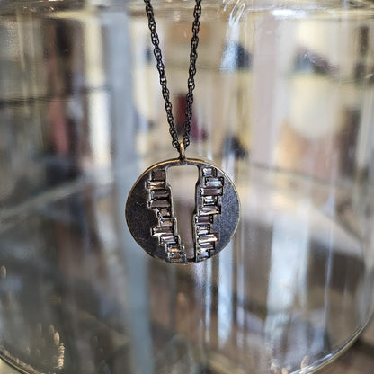 V-Cutout Baguette Medallion Necklace