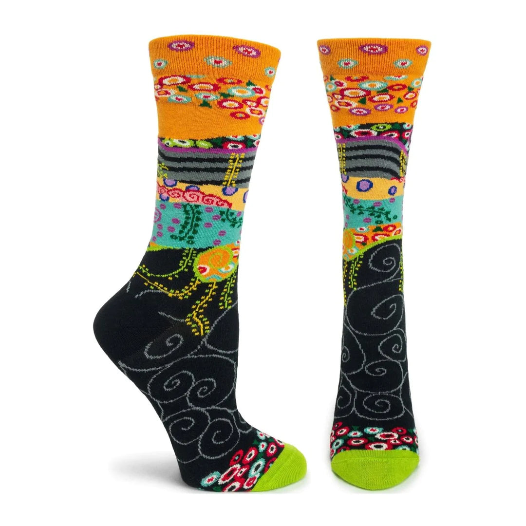 Circles & Waves Crew Socks in Black