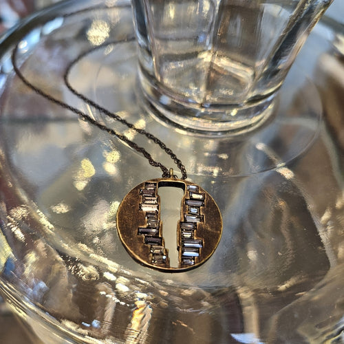 V-Cutout Baguette Medallion Necklace