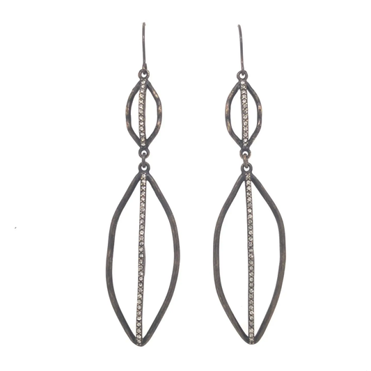 Double Crystal Leaf Earrings