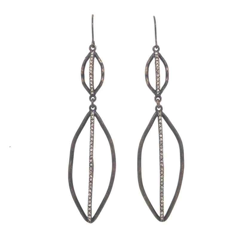 Double Crystal Leaf Earrings