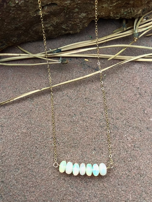 Ethiopian Opal Bar Necklace