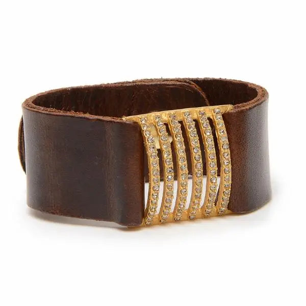 Curved Square Leather Bracelet