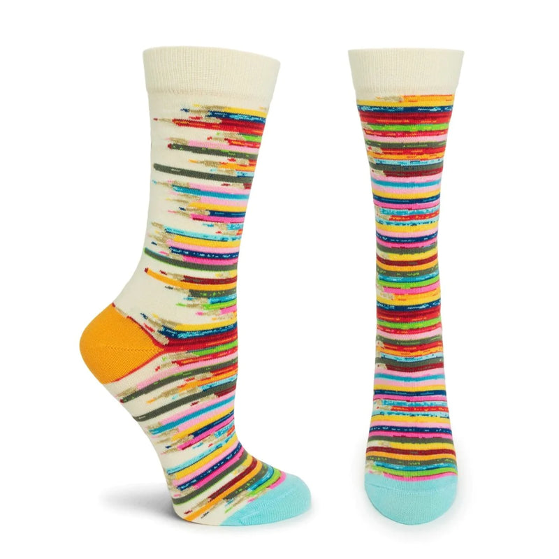 Pencils Crew Socks in Ivory Multi