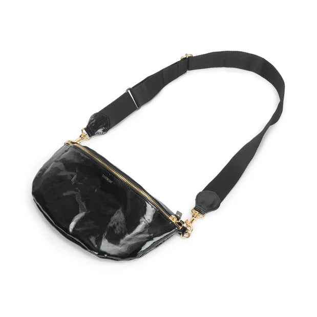 Sling Body Bag in Glossy Black