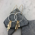 Mixed Metals Fringe Hoop Earrings