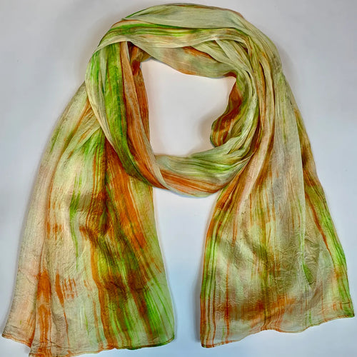 Silk Scarf in Orange/Lime