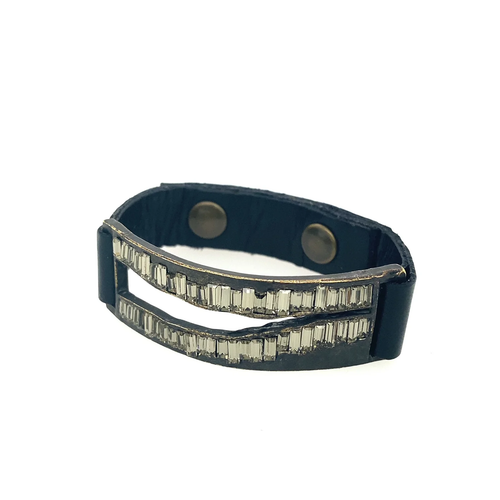 Raw Edge Baguette Bracelet in Black