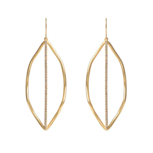 Crystal Line Leaf Earrings