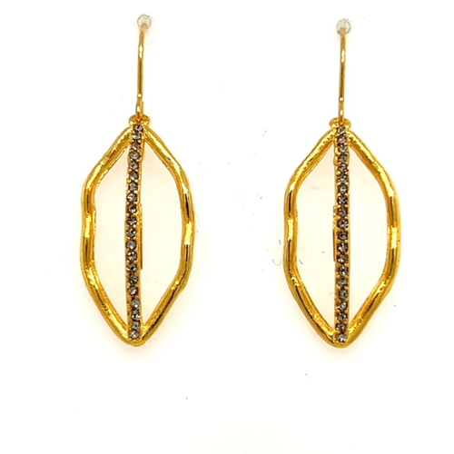 Small Open Leaf Crystal Earrings